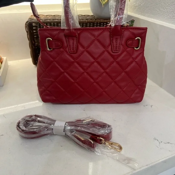 Badgley Mischka Red Quilted Satchel - Picture 10 of 13